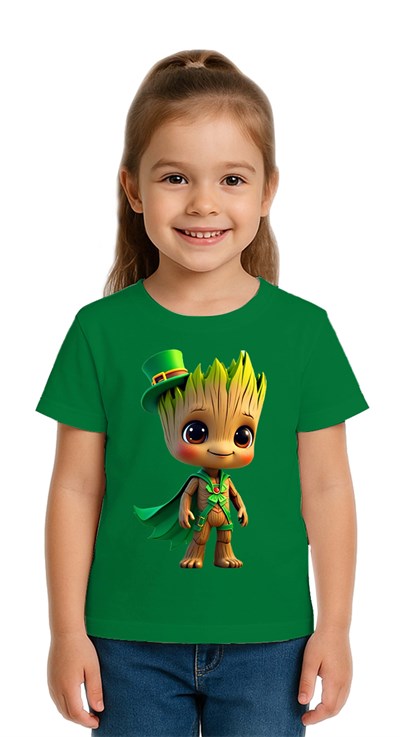 Unisex Groot Baskılı Çocuk Tişört pamuklu penye kumaş