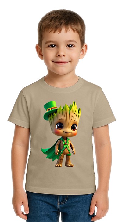 Unisex Groot Baskılı Çocuk Tişört pamuklu penye kumaş