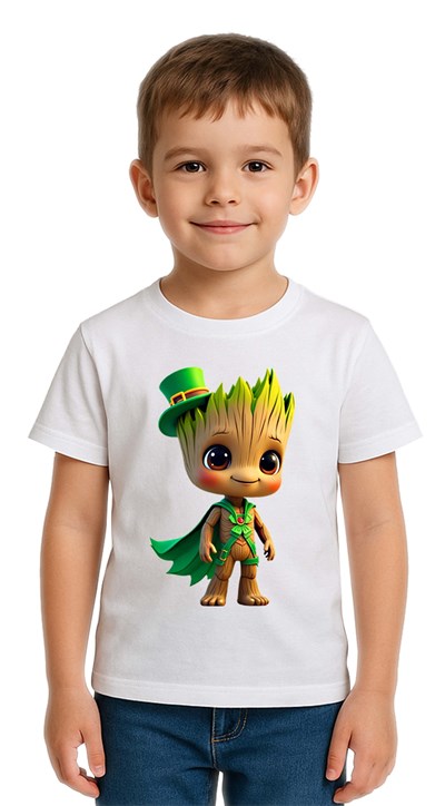 Unisex Groot Baskılı Çocuk Tişört pamuklu penye kumaş