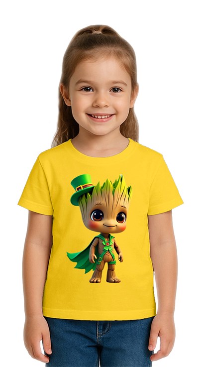 Unisex Groot Baskılı Çocuk Tişört pamuklu penye kumaş