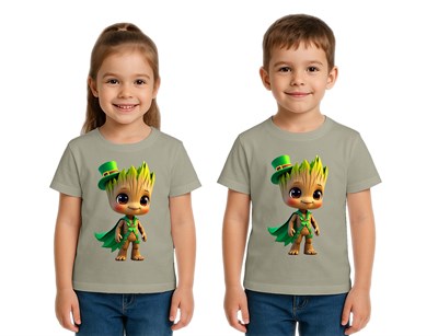 Unisex Groot Baskılı Çocuk Tişört pamuklu penye kumaş
