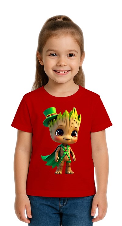 Unisex Groot Baskılı Çocuk Tişört pamuklu penye kumaş