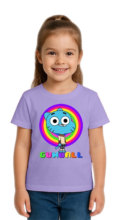 Unisex gumball baskılı Çocuk Tişört pamuklu penye kumaş