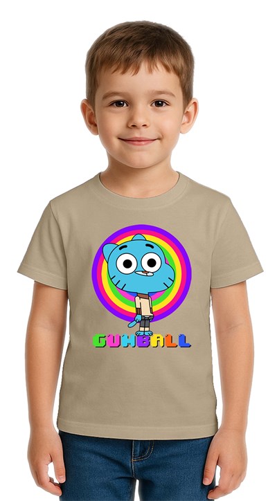 Unisex gumball baskılı Çocuk Tişört pamuklu penye kumaş