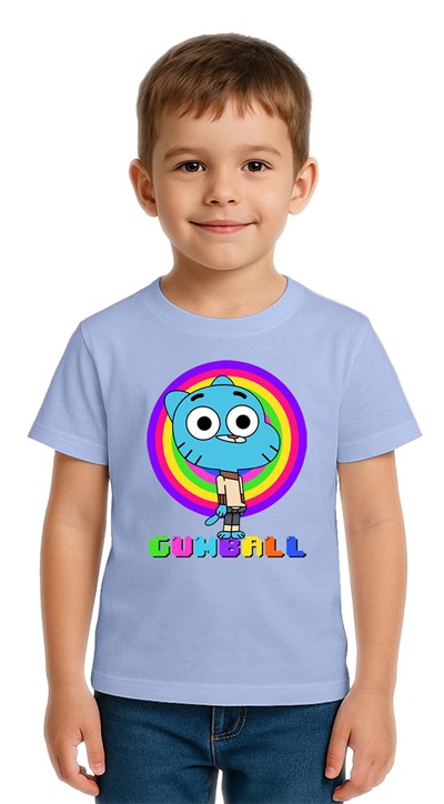 Unisex gumball baskılı Çocuk Tişört pamuklu penye kumaş