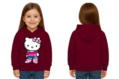 Unisex hello kity  Baskılı Çocuk Swaetshirt  Baskılı Kapüşonlu 3 İplik Şardonlu