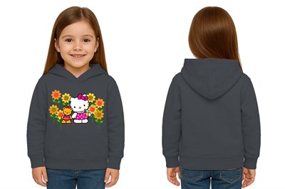Unisex hello kity  Baskılı Çocuk Swaetshirt  Baskılı Kapüşonlu 3 İplik Şardonlu