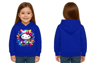 Unisex hello kity  Baskılı Çocuk Swaetshirt  Baskılı Kapüşonlu 3 İplik Şardonlu