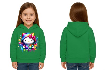 Unisex hello kity  Baskılı Çocuk Swaetshirt  Baskılı Kapüşonlu 3 İplik Şardonlu