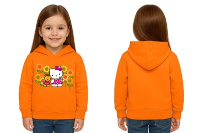 Unisex hello kity  Baskılı Çocuk Swaetshirt  Baskılı Kapüşonlu 3 İplik Şardonlu