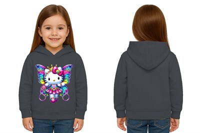 Unisex hello kity  Baskılı Çocuk Swaetshirt  Baskılı Kapüşonlu 3 İplik Şardonlu