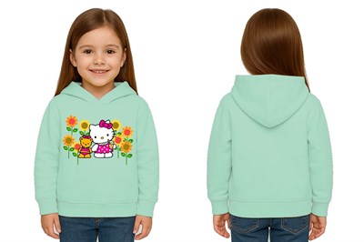 Unisex hello kity  Baskılı Çocuk Swaetshirt  Baskılı Kapüşonlu 3 İplik Şardonlu