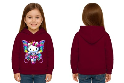 Unisex hello kity  Baskılı Çocuk Swaetshirt  Baskılı Kapüşonlu 3 İplik Şardonlu