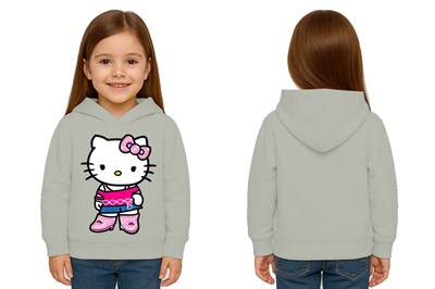 Unisex hello kity  Baskılı Çocuk Swaetshirt  Baskılı Kapüşonlu 3 İplik Şardonlu