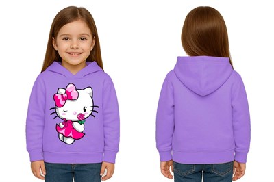 Unisex hello kity  Baskılı Çocuk Swaetshirt  Baskılı Kapüşonlu 3 İplik Şardonlu