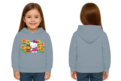 Unisex hello kity  Baskılı Çocuk Swaetshirt  Baskılı Kapüşonlu 3 İplik Şardonlu
