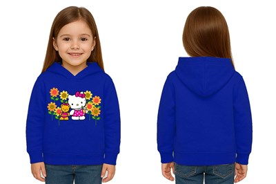 Unisex hello kity  Baskılı Çocuk Swaetshirt  Baskılı Kapüşonlu 3 İplik Şardonlu