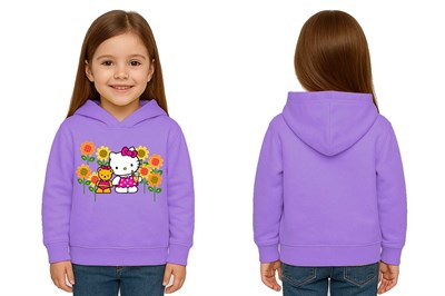 Unisex hello kity  Baskılı Çocuk Swaetshirt  Baskılı Kapüşonlu 3 İplik Şardonlu