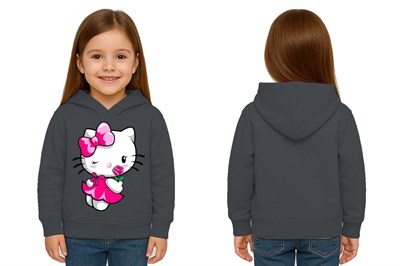 Unisex hello kity  Baskılı Çocuk Swaetshirt  Baskılı Kapüşonlu 3 İplik Şardonlu