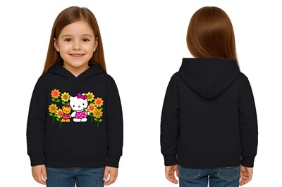 Unisex hello kity  Baskılı Çocuk Swaetshirt  Baskılı Kapüşonlu 3 İplik Şardonlu
