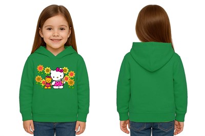 Unisex hello kity  Baskılı Çocuk Swaetshirt  Baskılı Kapüşonlu 3 İplik Şardonlu