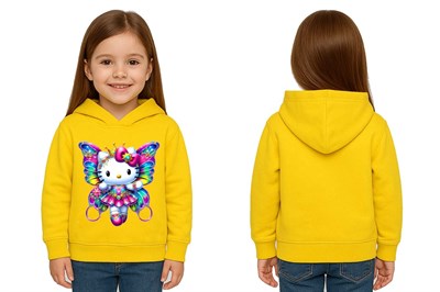 Unisex hello kity  Baskılı Çocuk Swaetshirt  Baskılı Kapüşonlu 3 İplik Şardonlu