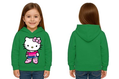 Unisex hello kity  Baskılı Çocuk Swaetshirt  Baskılı Kapüşonlu 3 İplik Şardonlu