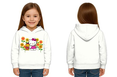 Unisex hello kity  Baskılı Çocuk Swaetshirt  Baskılı Kapüşonlu 3 İplik Şardonlu