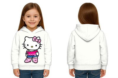 Unisex hello kity  Baskılı Çocuk Swaetshirt  Baskılı Kapüşonlu 3 İplik Şardonlu