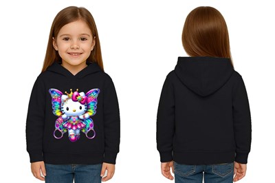 Unisex hello kity  Baskılı Çocuk Swaetshirt  Baskılı Kapüşonlu 3 İplik Şardonlu