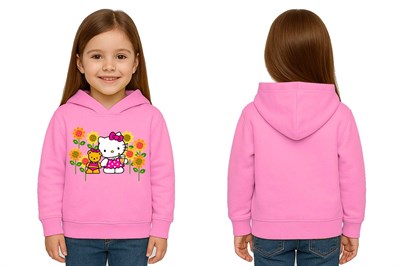 Unisex hello kity  Baskılı Çocuk Swaetshirt  Baskılı Kapüşonlu 3 İplik Şardonlu