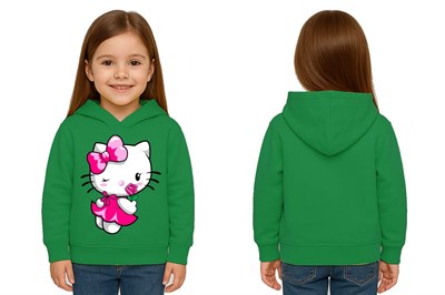 Unisex hello kity  Baskılı Çocuk Swaetshirt  Baskılı Kapüşonlu 3 İplik Şardonlu