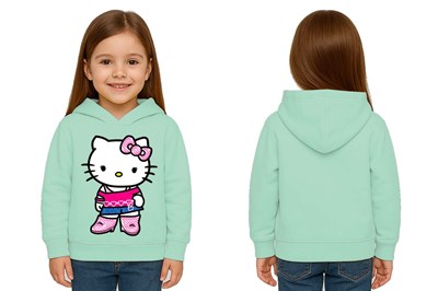 Unisex hello kity  Baskılı Çocuk Swaetshirt  Baskılı Kapüşonlu 3 İplik Şardonlu