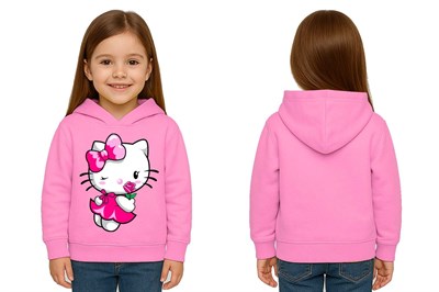 Unisex hello kity  Baskılı Çocuk Swaetshirt  Baskılı Kapüşonlu 3 İplik Şardonlu