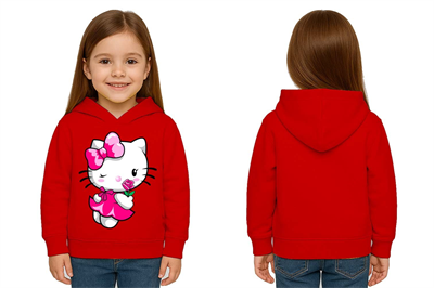 Unisex hello kity  Baskılı Çocuk Swaetshirt  Baskılı Kapüşonlu 3 İplik Şardonlu