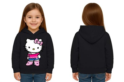 Unisex hello kity  Baskılı Çocuk Swaetshirt  Baskılı Kapüşonlu 3 İplik Şardonlu
