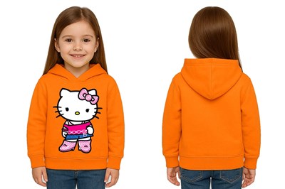 Unisex hello kity  Baskılı Çocuk Swaetshirt  Baskılı Kapüşonlu 3 İplik Şardonlu