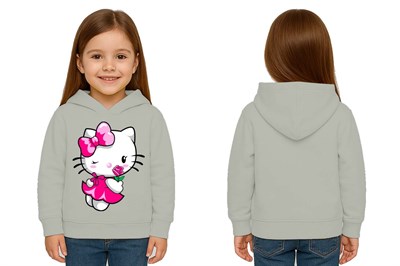 Unisex hello kity  Baskılı Çocuk Swaetshirt  Baskılı Kapüşonlu 3 İplik Şardonlu