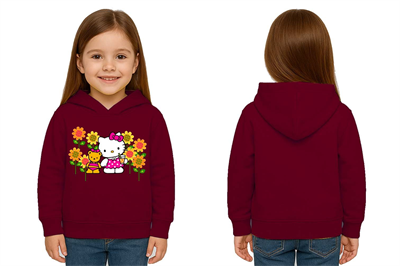 Unisex hello kity  Baskılı Çocuk Swaetshirt  Baskılı Kapüşonlu 3 İplik Şardonlu