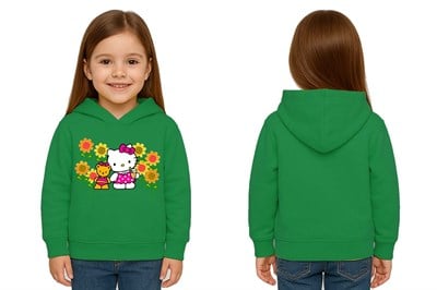 Unisex hello kity  Baskılı Çocuk Swaetshirt  Baskılı Kapüşonlu 3 İplik Şardonlu