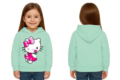 Unisex hello kity  Baskılı Çocuk Swaetshirt  Baskılı Kapüşonlu 3 İplik Şardonlu