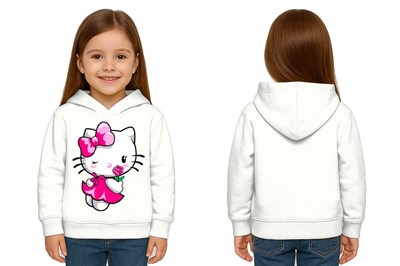 Unisex hello kity  Baskılı Çocuk Swaetshirt  Baskılı Kapüşonlu 3 İplik Şardonlu
