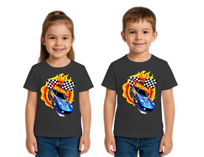 Unisex Hot Wheels baskılı Çocuk Tişört pamuklu penye kumaş