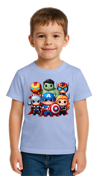 Unisex Hulk Kaptan Amerika Demir Adam Baskılı Çocuk Tişört pamuklu penye kumaş