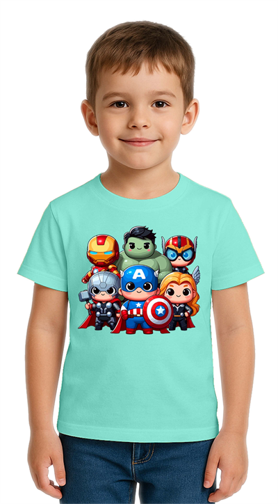 Unisex Hulk Kaptan Amerika Demir Adam Baskılı Çocuk Tişört pamuklu penye kumaş