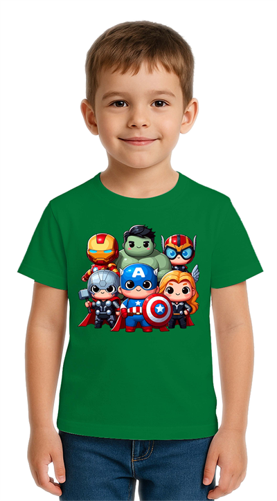 Unisex Hulk Kaptan Amerika Demir Adam Baskılı Çocuk Tişört pamuklu penye kumaş