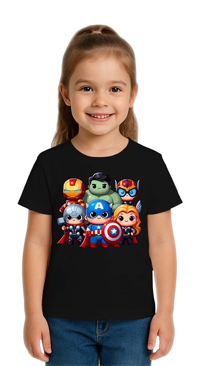 Unisex Hulk Kaptan Amerika Demir Adam Baskılı Çocuk Tişört pamuklu penye kumaş