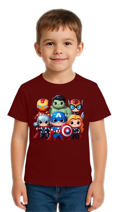 Unisex Hulk Kaptan Amerika Demir Adam Baskılı Çocuk Tişört pamuklu penye kumaş