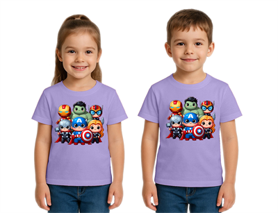 Unisex Hulk Kaptan Amerika Demir Adam Baskılı Çocuk Tişört pamuklu penye kumaş
