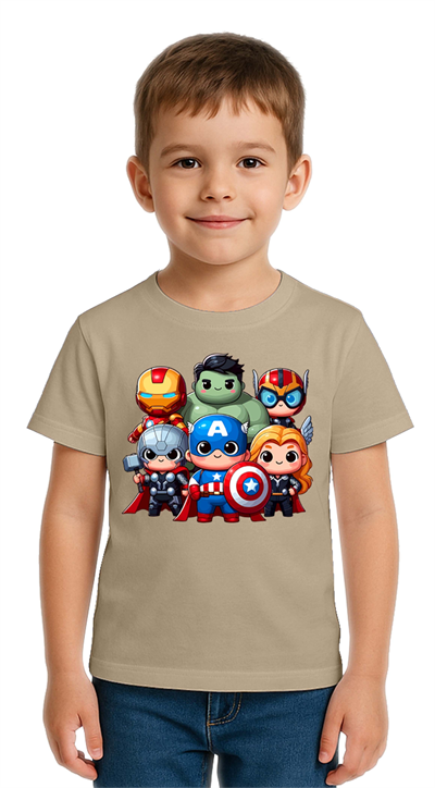 Unisex Hulk Kaptan Amerika Demir Adam Baskılı Çocuk Tişört pamuklu penye kumaş